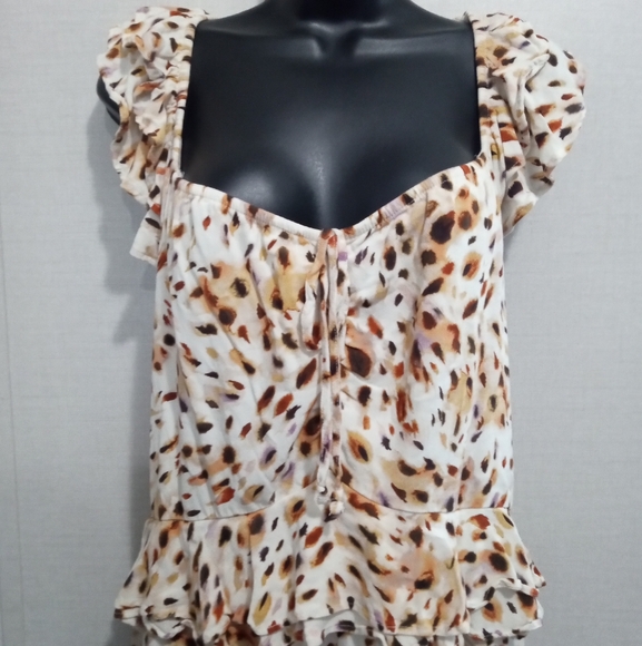 Sofia Vergara Dress XL Maxi Spotted Blousen Style Queen Anne Neckline  Travel - Picture 4 of 14